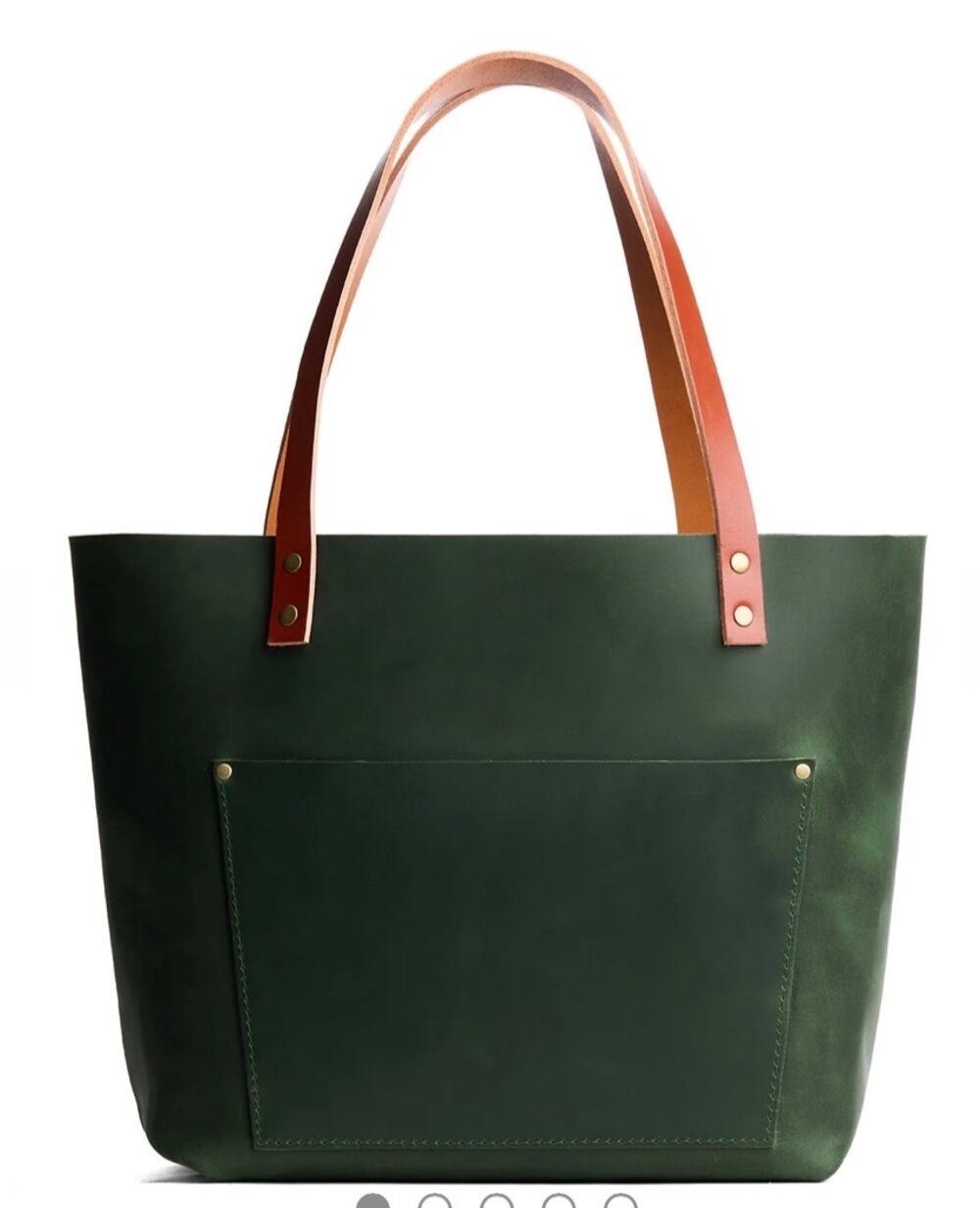 Portland Leather Goods Almost Perfect Leather Zipper Tote Bag Green